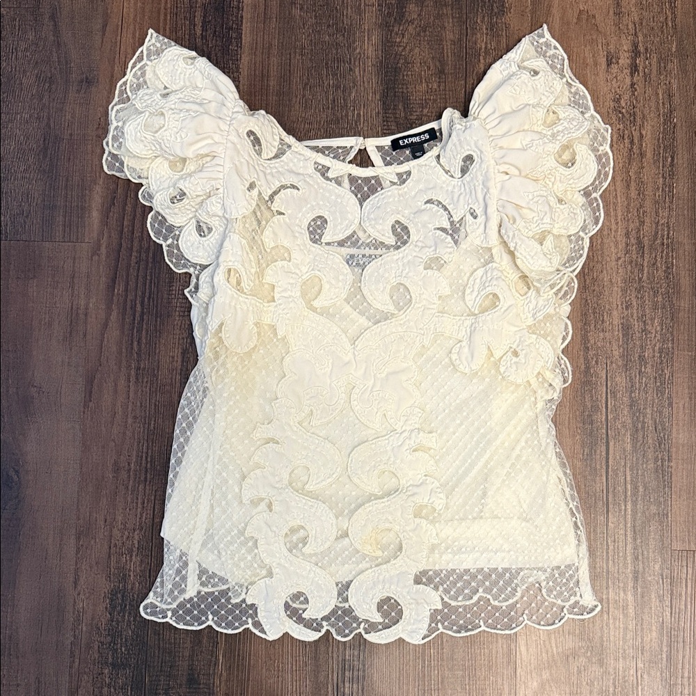 Express Crochet Flutter Sleeve Top